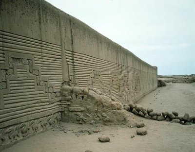Exterior wall of the Square of Ceremonies, Tschudi Palace, built by the Chimu, c.1300 BC by Pre Columbian Pre Columbian